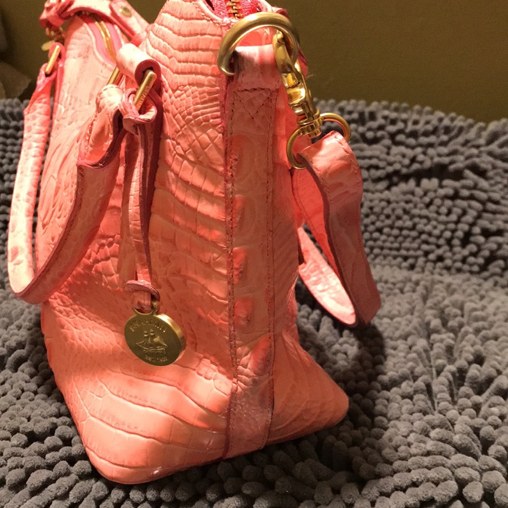 Brahmin Pink Embossed Croc Leather Shoulder Bag - Picture 4 of 10